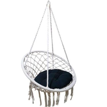 Imagem de Rede Cadeira Balanço Suspensa Teto Casa Varanda Quintal Jardim Sacada Terraço Area Lazer Externa Algodao Confortavel