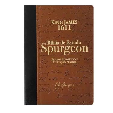 Imagem de Bíblia De Estudo Spurgeon King James 1611 Capa Luxo Marrom E Preta