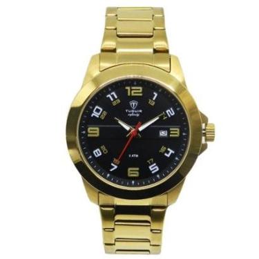 Imagem de Relógio Masculino Aço Tuguir Analógico 9169D Dourado Preto-Masculino