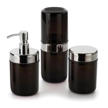 Imagem de Kit Para Pia Banheiro Acessórios Lavabo Acquaset Onix 3 Peça Dispenser