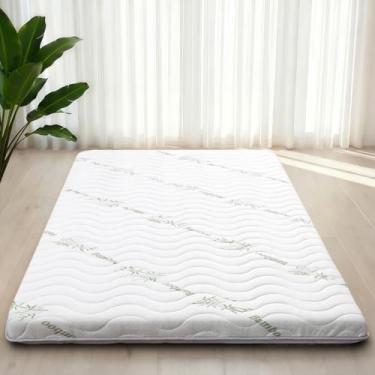 Imagem de Colchão japonês de viscose derivada de bambu, 100% espuma de alta densidade, colchão de futon dobrável de 10 cm de espessura, tapete de tatami, ideal para conforto e suporte, espreguiçadeira infantil