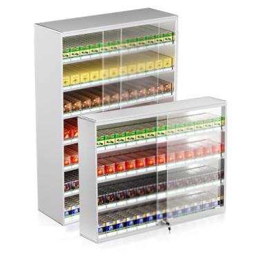 Imagem de Suporte de exibição de cigarros e caixa de fósforos, armário multifuncional montado na parede, suportes de vaporizador e prateleira organizadora para uso na mesa