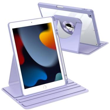 Imagem de Fintie Capa giratória de 360 graus para iPad 9ª geração (2021)/8ª geração (2020)/7ª geração (2019) 10,2 polegadas - suporte protetor giratório transparente com suporte para lápis, roxo