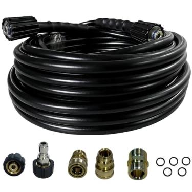 Imagem de YUYEW Mangueira de lavadora de pressão 7,6 m x 1/10.2 cm, mangueira de alta pressão resistente a dobras, superflexível, resistente, 4000psi, mangueira de substituição de extensão de lavagem elétrica