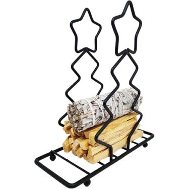 Imagem de Suporte Palo Santo, suporte de arame de metal preto para feixes de sálvia e bastões de incenso, perfeito para meditação, limpeza espiritual, alívio de estresse (preto)