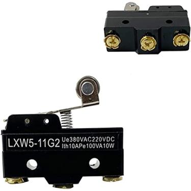 Imagem de Interruptor de limite alavanca de rolo de dobradiça curta 1NO 1NC 1Com micro interruptor 3A AC 380V DC220V 3 parafusos interruptor limite de terminal momentâneo redefinição LXW5-11G2 (Cor: Prata