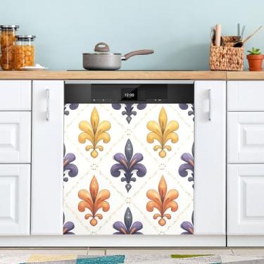 Imagem de ATTX Capa magnética para lava-louças Mardi Gras | Adesivo decorativo de eletrodomésticos de 58 x 66 cm para armários domésticos e eletrodomésticos (119)