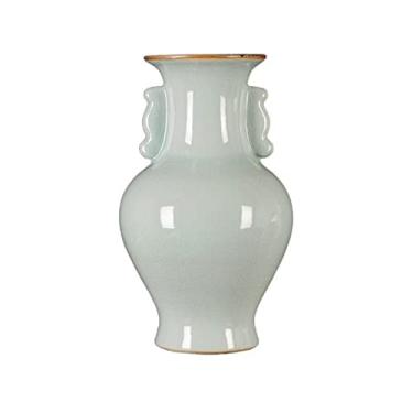 Imagem de URGDWEKJY Vaso de cerâmica chinês antigo crackle esmalte vasos artesanato clássico mobiliário doméstico sala de estar escritório vasos de flores