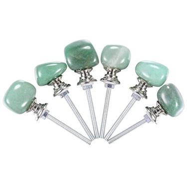 Imagem de Puxador de gaveta de pedra de cristal puxador de porta de cristal de quartzo transparente puxador de armário de decoração de casa (verde, como mostra a imagem)