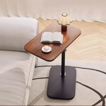 Imagem de Bandeja de TV de cabeceira de altura ajustável – Mesa de canto versátil para comer, laptops e espaços pequenos (marrom) (marrom)