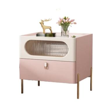 Imagem de Mesa de cabeceira luxuosa leve para sofá, armário superior, armário de madeira maciça, armário lateral minimalista de couro, mesa pequena