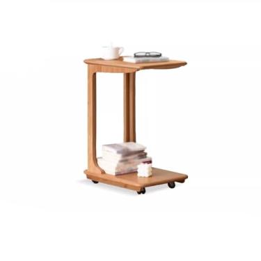 Imagem de ZXLPHA Mesa lateral de sofá, mesa lateral de madeira maciça, mesa de centro, sala de estar, sofá móvel, mesa de centro, mesa de centro simples para quarto, mesa pequena