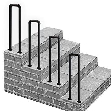 Imagem de DKXCOSQ Corrimão de transição de metal preto para degraus de cimento e madeira, trilho de suporte de escada para degraus externos, decoração de casa (45 cm)