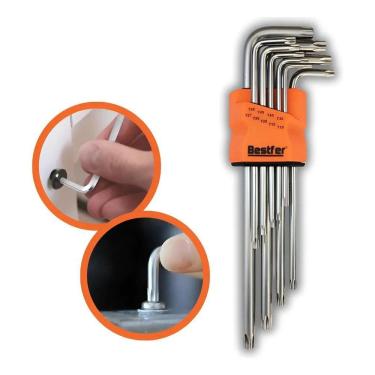 Imagem de Chaves Tork Furo Longas Cromo Vanádio Torx Torque C/9Pç