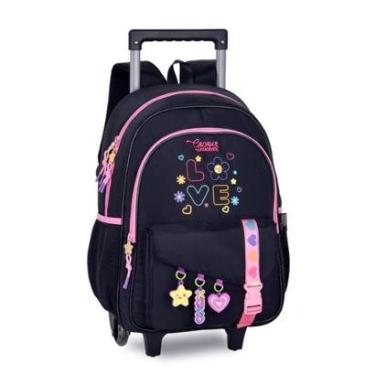 Imagem de Mochila Rodinhas Cacau Haxkar Bolsa Escolar Feminina Premium-Feminino