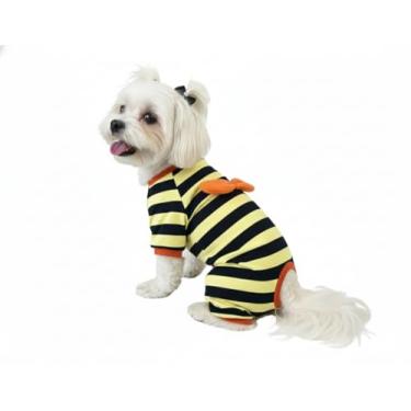 Imagem de Roupa para Cães e Gatos, Macacão Pijama Inverno Espacial Neon abelhinha com asinhas, Roupa para Frio, Confortável, 100% Algodão Macio, Não Aperta Conforto com Estilo. (Abelhinha Asas, G)