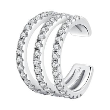 Imagem de Brinco De Pressão Feminino Moderno Em Prata Esterlina 925 Com Zircônia