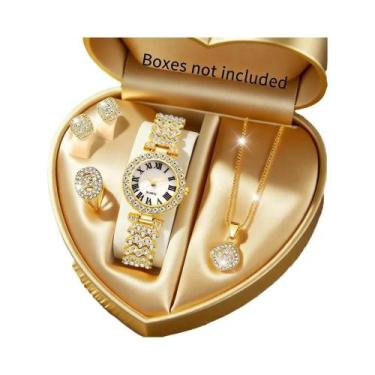 Imagem de Conjunto De Relógio De Pulso Feminino Elegante Com Strass E Quartzo, 5