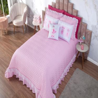 Imagem de Kit Cobre Leito Queen Ballet Rosa Enxovais Aquarela 7 peças