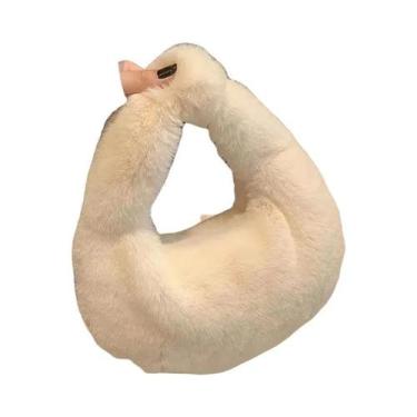 Imagem de Bolsa Tote Feminina Pequena De Pelúcia Sintética Cor Sólida Estilo Sim