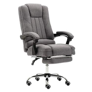 Imagem de Cadeira de escritório ergonômica ajustável com apoio para os pés retrátil e giratório para mesa de computador - Design executivo para casa ou espaço de trabalho