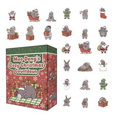 Imagem de Calendário de contagem regressiva de Natal, acrílico 2D sazonal | Calendário de contagem regressiva de 24 dias com decoração de hipopótamo - para família, amigos, adolescentes, colecionadores