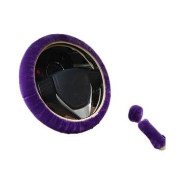 Imagem de Capa De Volante De Carro De Pelúcia Macia Com Strass De 33cm, Acessóri