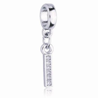 Imagem de Berloque Letra I Cravejada Zircônia Banhado Prata 925 - WORK SEMIJOIAS