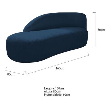 Imagem de Kit Divã Luna 160cm Lado Esquerdo E 01 Poltrona Base De Ferro Dourado Suede Cor Azul Marinho