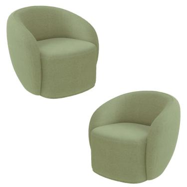 Imagem de 2 Poltronas Decorativas íbis Encosto Fixo Bouclê Verde G33 Gran Belo