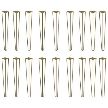 Imagem de Kit 18 Pés de Metal 60 CM Hairpin Legs Mesa de Canto Aparador Dourado