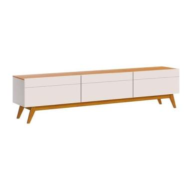 Imagem de Rack para TV até 85 Polegadas Mazza 3 Gavetas Branco e Cedro - Modern