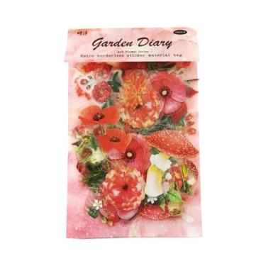 Imagem de Adesivos De Flores Com Estética Botânica Vintage, Pacote Com 100 Peças