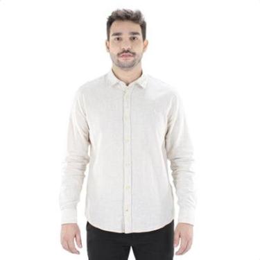 Imagem de Camisa Social Reserva Manga Longa Linho Pienza Bege - Masculino-Masculino