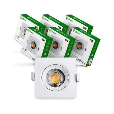 Imagem de Kit 5 Luminária Spot Led 5W Embutir Quadrado Bivolt