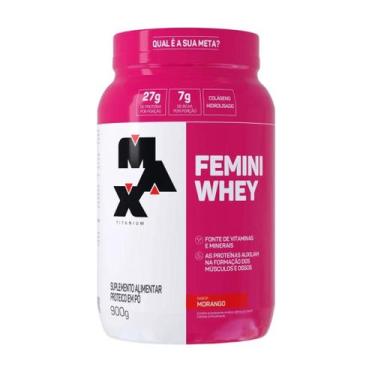 Imagem de Femini Whey 900g Pote Max Titanium, Morango