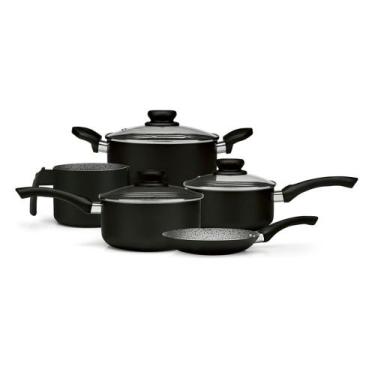 Imagem de Jogo De Panela Panelux Maximum Stone Preto Antiaderente 5 peças