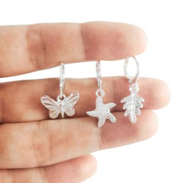 Imagem de Kit Trio Argolinha Click Infantil Brincos Folheados 3 Pares - Jady Joi