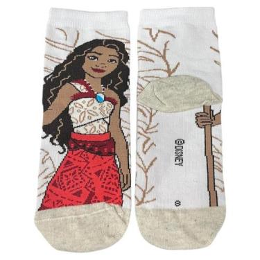 Imagem de Meia Disney Cano Médio Feminina Kids Moana Lupo Cor:BrancaTamanho:24-2