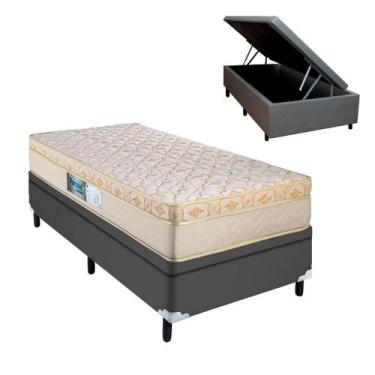 Imagem de Cama Box com Baú Arezzo Solteiro Molas Ensacadas Cinza - Portobel