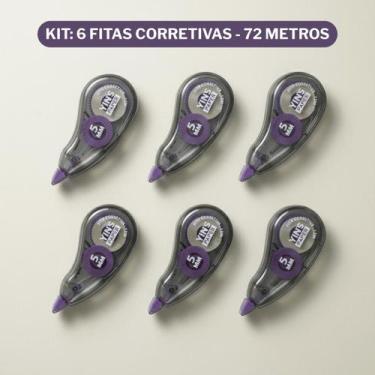 Imagem de Kit Atacado 6 Fitas Corretivas 12m x 5mm Alta Precisão Design Moderno 