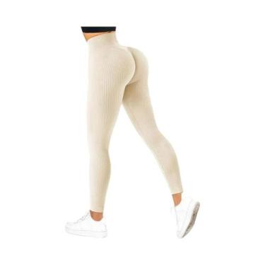 Imagem de Calças De Yoga Femininas De Cintura Alta Sem Costura, Leggings De Fitn