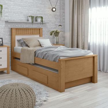 Imagem de Cama De Solteiro Athenas Com Cama Auxiliar Lopas Amendoa Clean/off White