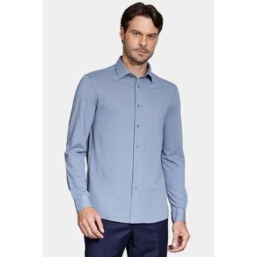 Imagem de Camisa Aramis Manga Longa Slim Piquet de Malha Azul Médio-Masculino