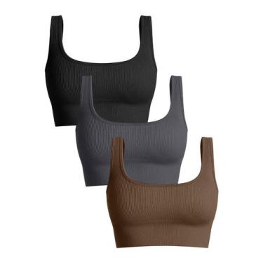 Imagem de Sutiã esportivo canelado com 3 peças de suporte médio OQQ Women