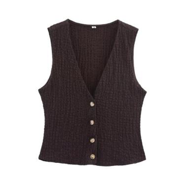 Imagem de Conjunto Feminino De 2 Peças: Top Casual Decote V E Calça Pantalona De