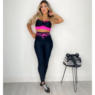 Imagem de Top rolate nakay preto/rosa, G