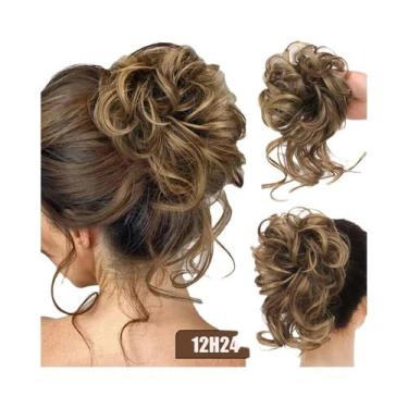 Imagem de Aplique De Cabelo Sintético Cacheado Para Coque Desgrenhado Com Elásti