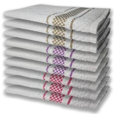 Imagem de 9 Panos De Prato Atoalhado Felpudo Vermelho Roxo e Marrom - TOALHAS SH