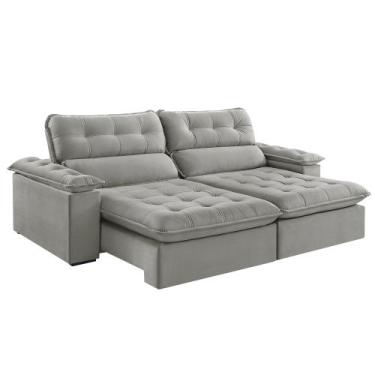 Imagem de Sofá Retrátil e Reclinável Texas 2,34M Veludo - Blossom Casa, Cinza 21